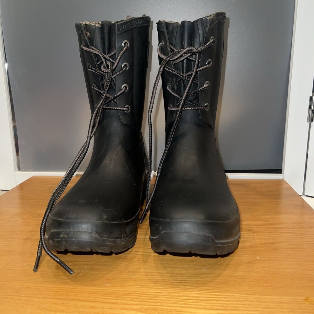 Bogs Amanda Plush Lace Boot Black Size 10